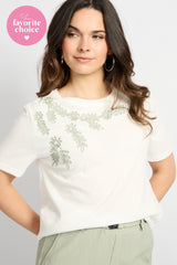 Tika T-shirt | Offwhite/Willow Green