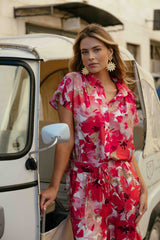 Lale blouse | Sunkissed Coral/Berry Fuchsia