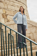 Isabelle jacket | Stone blue/Dark Brown