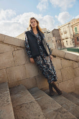 Daphne jurk | Dark Gray/Light Camel