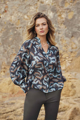 Babette blouse | Dark Gray/Light Camel