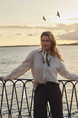 Lot blouse | Offwhite/Light Camel