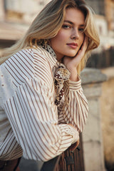 Lot blouse | Offwhite/Light Camel