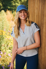 Granville top | Tiger Eye/Light Blue