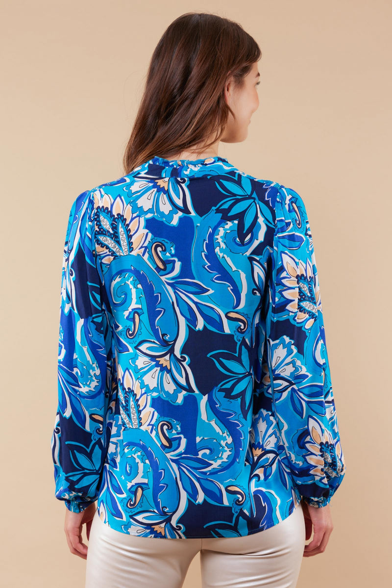Amira blouse | Lichtblauw/Staalblauw