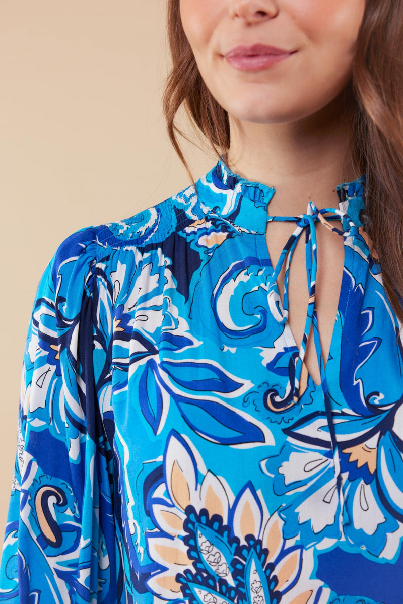 Amira blouse | Lichtblauw/Staalblauw