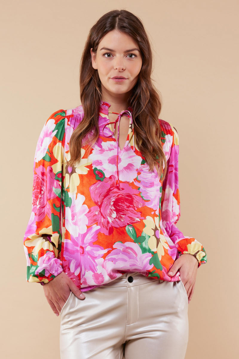 Valencia blouse | Offwhite/Poppy