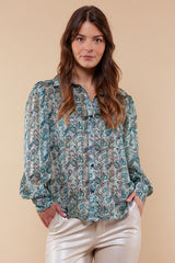 Sorena blouse | Sand/Light Green