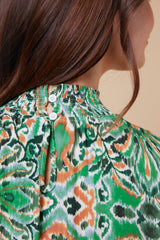 Irene top | Offwhite/Leaf Green