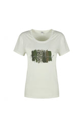 Maja T-shirt | Offwhite/Washed Green