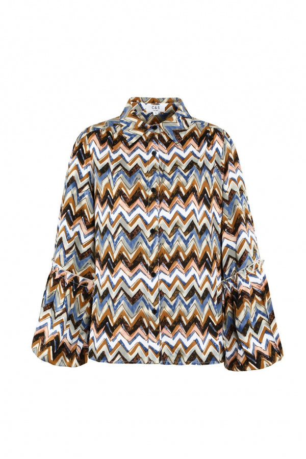 Romana blouse | Offwhite/Saffierblauw