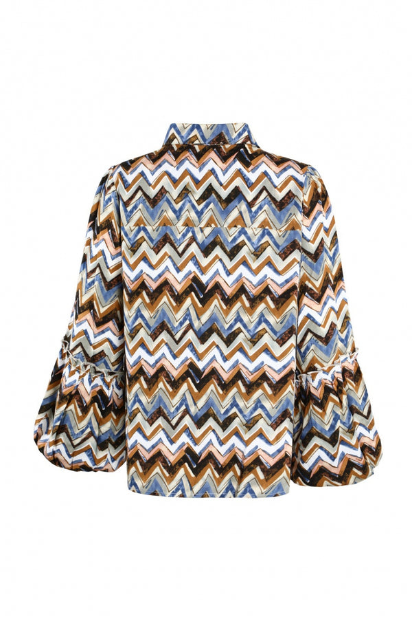 Romana blouse | Offwhite/Saffierblauw