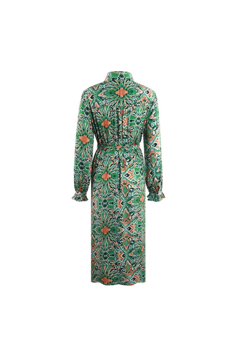 Shania jurk | Offwhite/Leaf Green