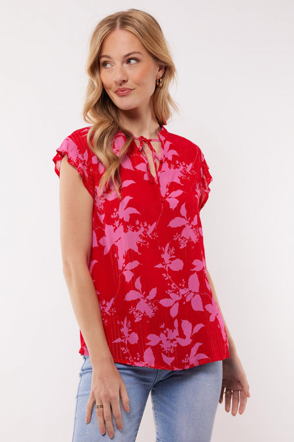 Barbara top | Hibiscus/Chili Red