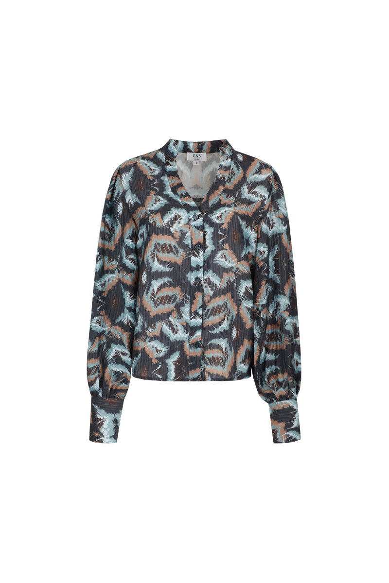 Babette blouse | Dark Gray/Light Camel