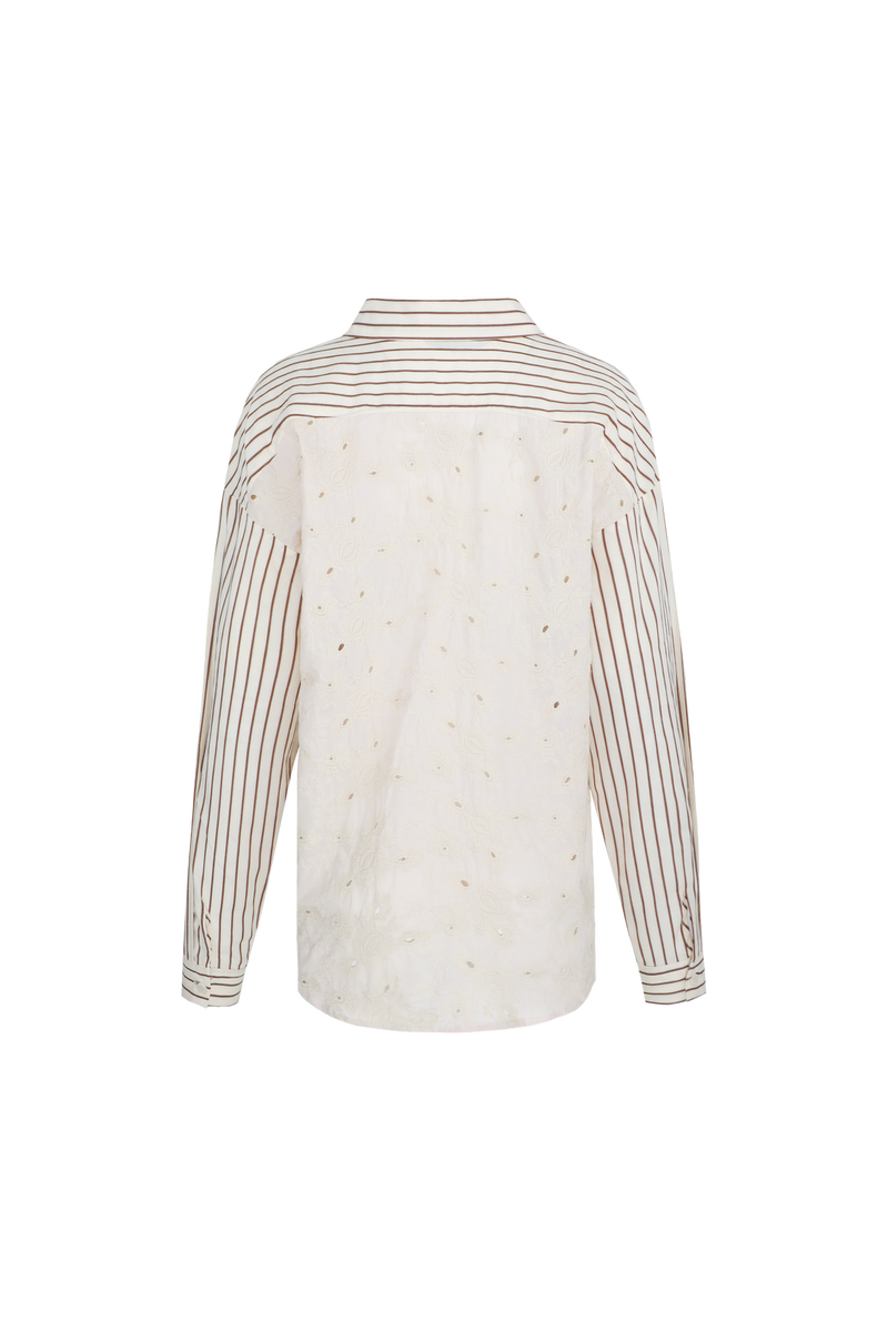 Lot blouse | Offwhite/Light Camel