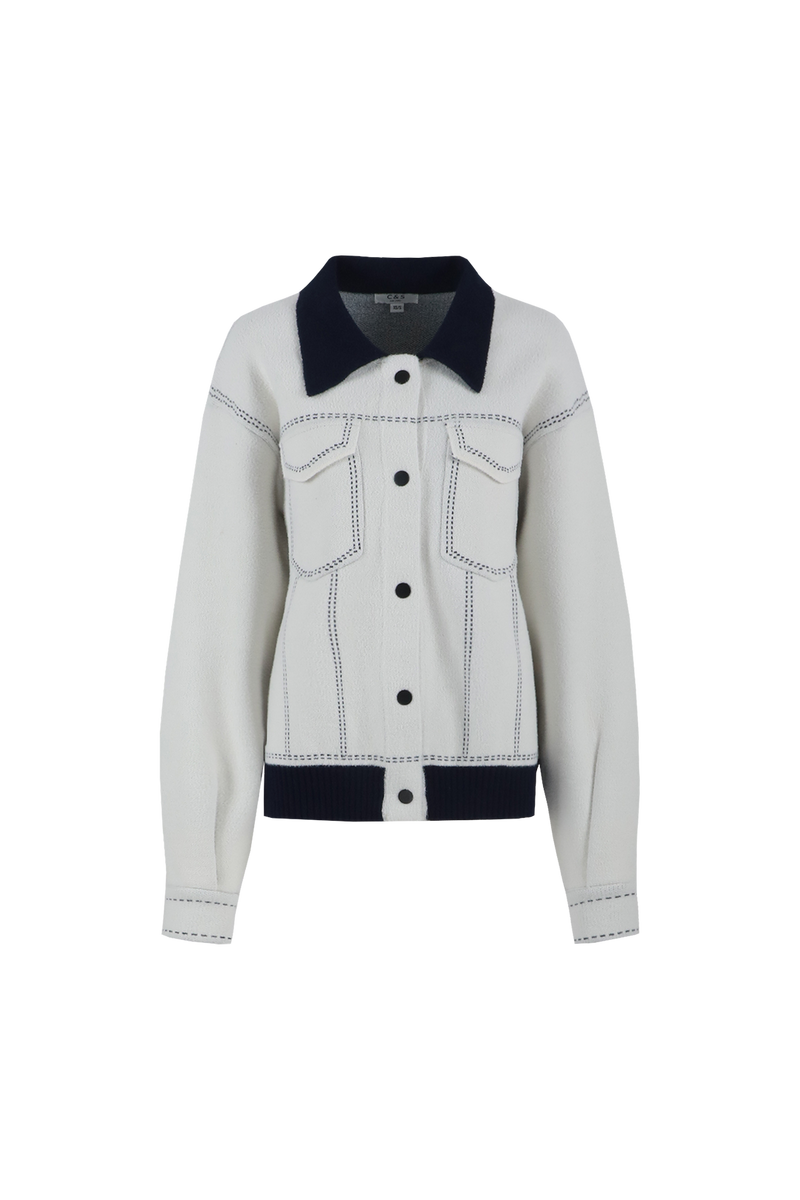 Clemence jacket | Wool White/Midnight Blue