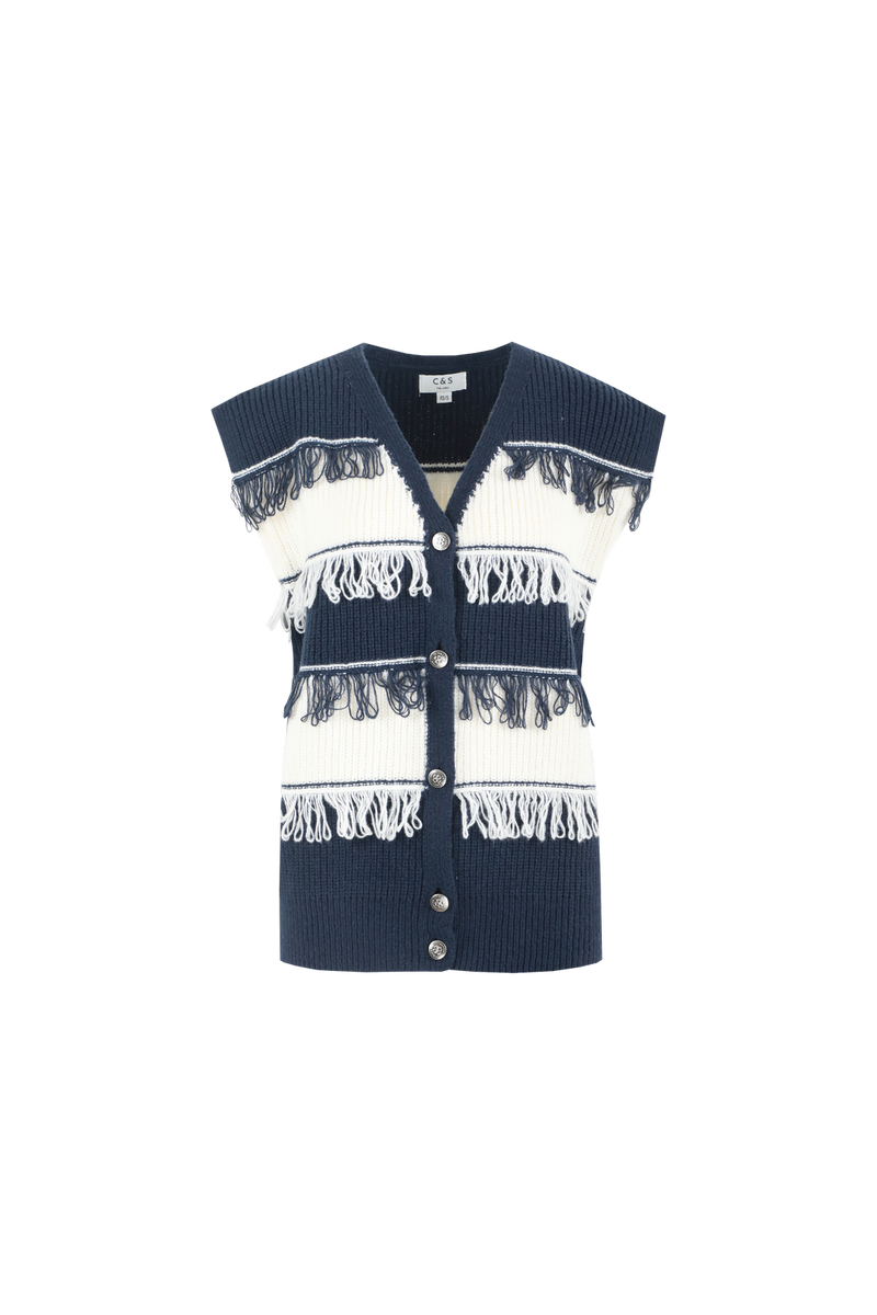 Vera gilet | Midnight Blue/Offwhite