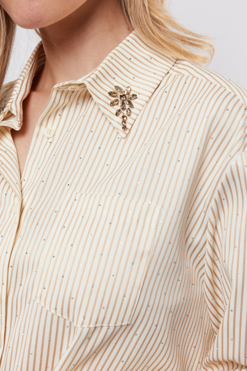 Lyllith blouse | Offwhite/Light Camel