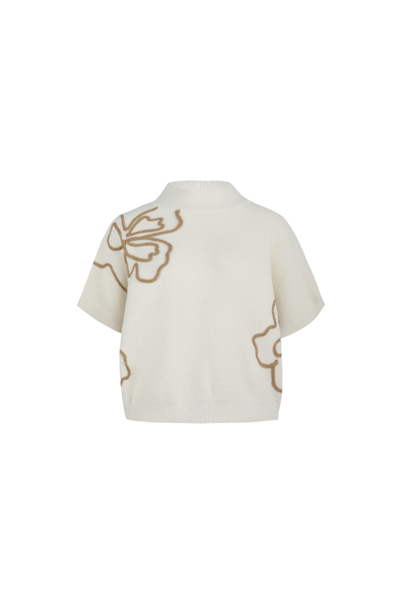 Violette trui | Wool White/Light Camel