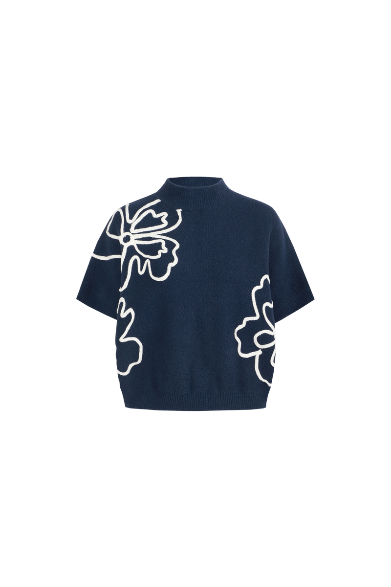 Violette trui | Midnight Blue/Sand