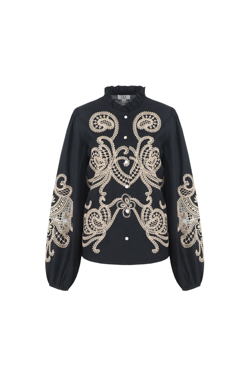 Lisanne blouse | Black/Light Camel