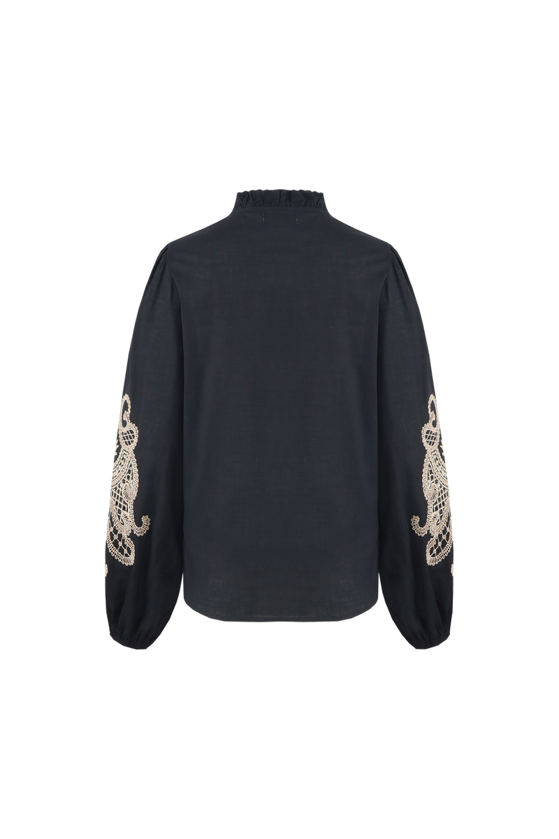 Lisanne blouse | Black/Light Camel
