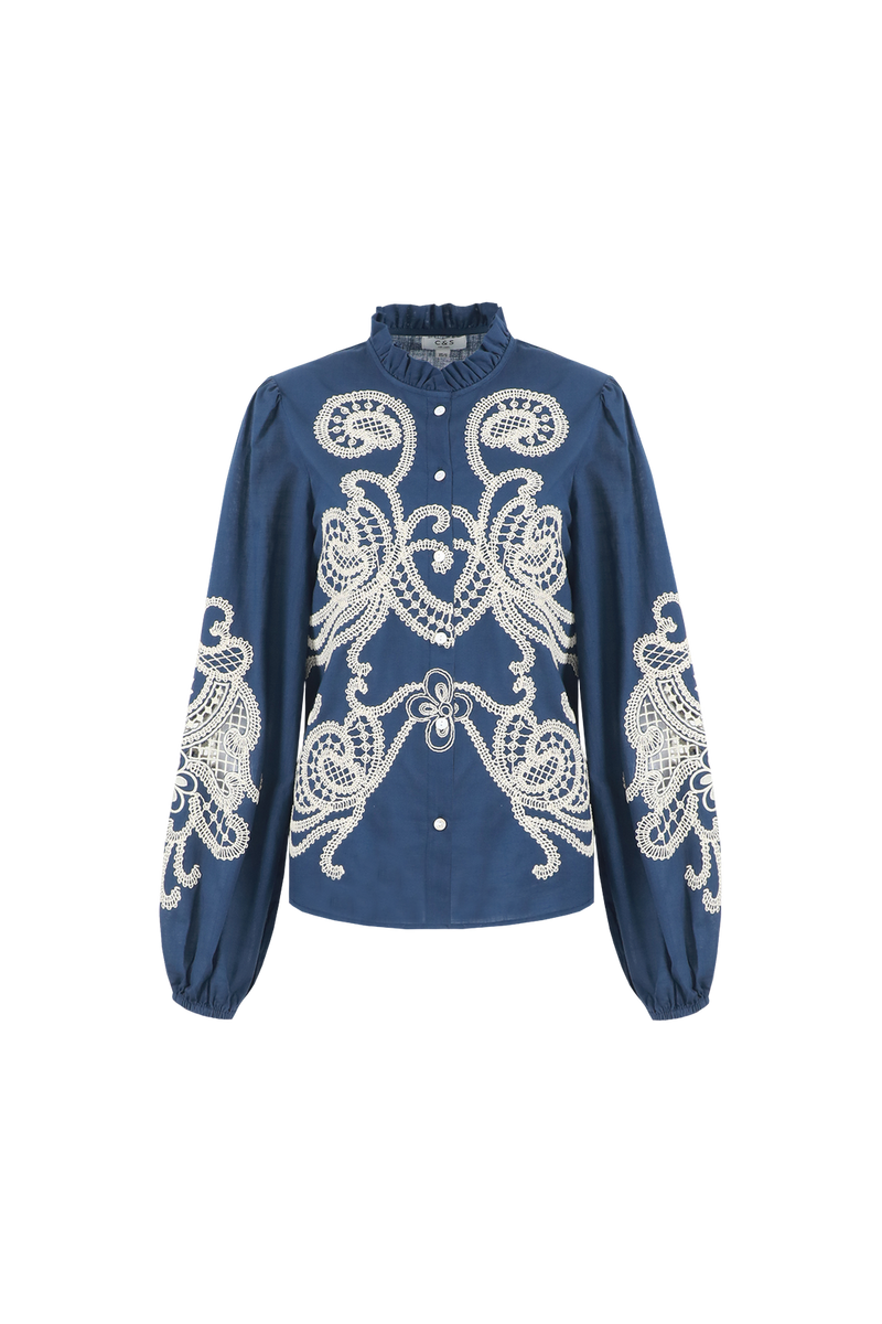 Lisanne blouse | Midnight Blue/Sand