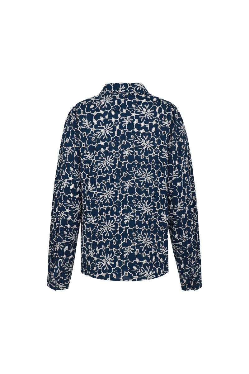 Louisa blouse | Midnight Blue/Offwhite