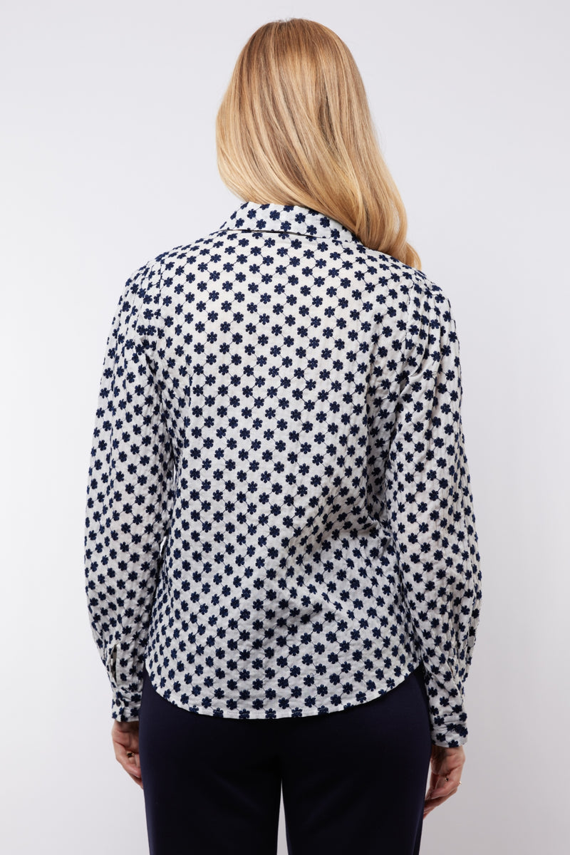 Louisa blouse | Offwhite/Midnight Blue