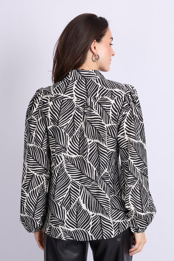 Leon blouse | Black/Wool White