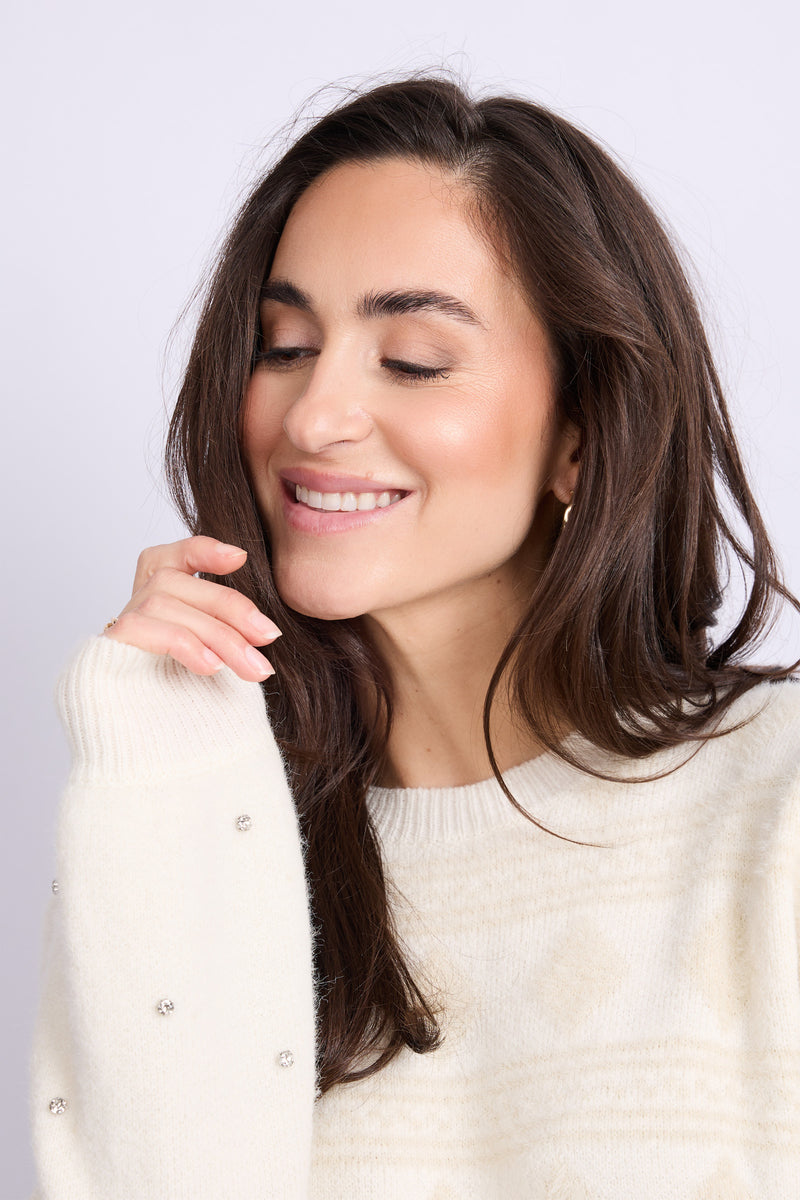 Kylie trui | Wool White/Sand