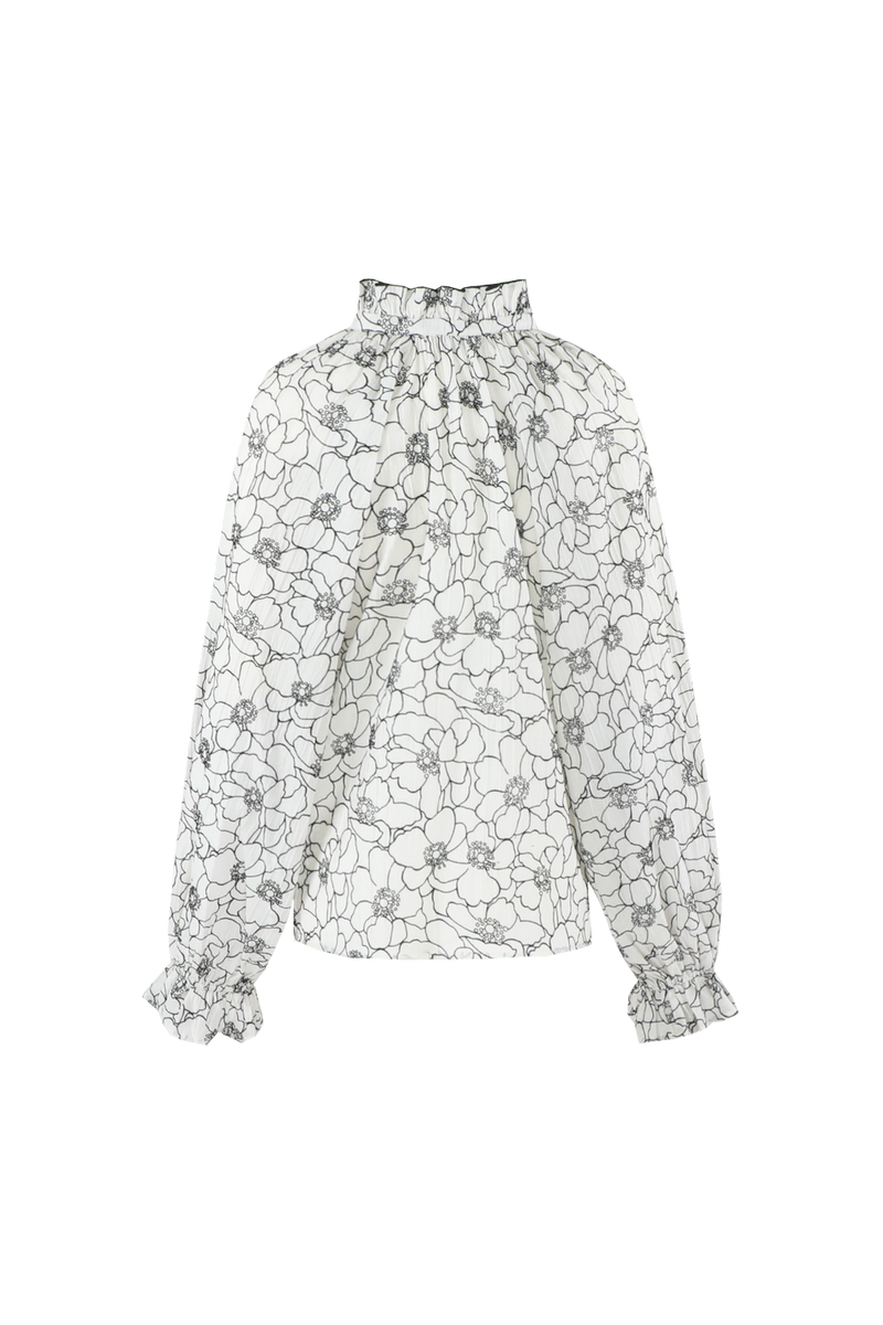 Lies blouse | Wool White/Black