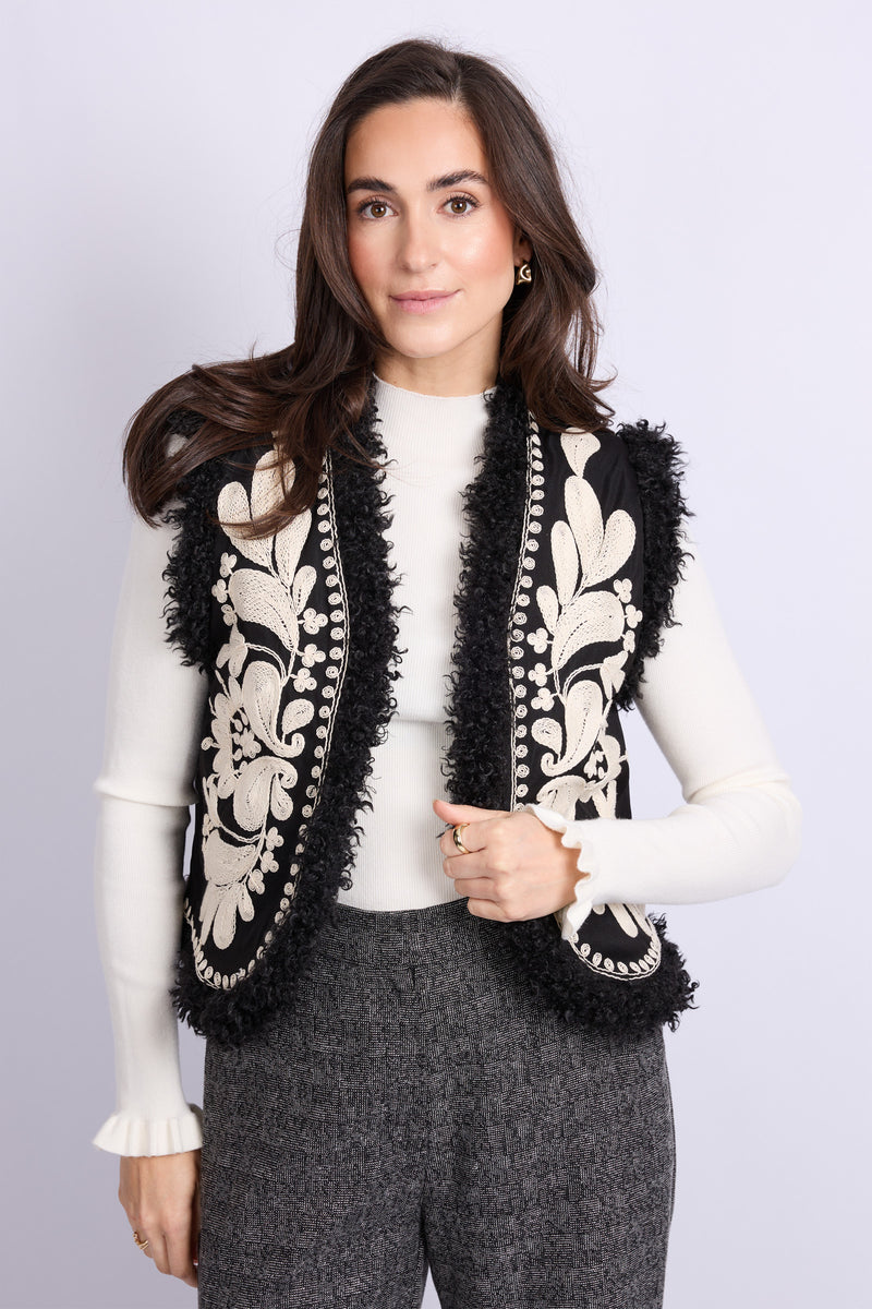 Giselle gilet | Black/Sand