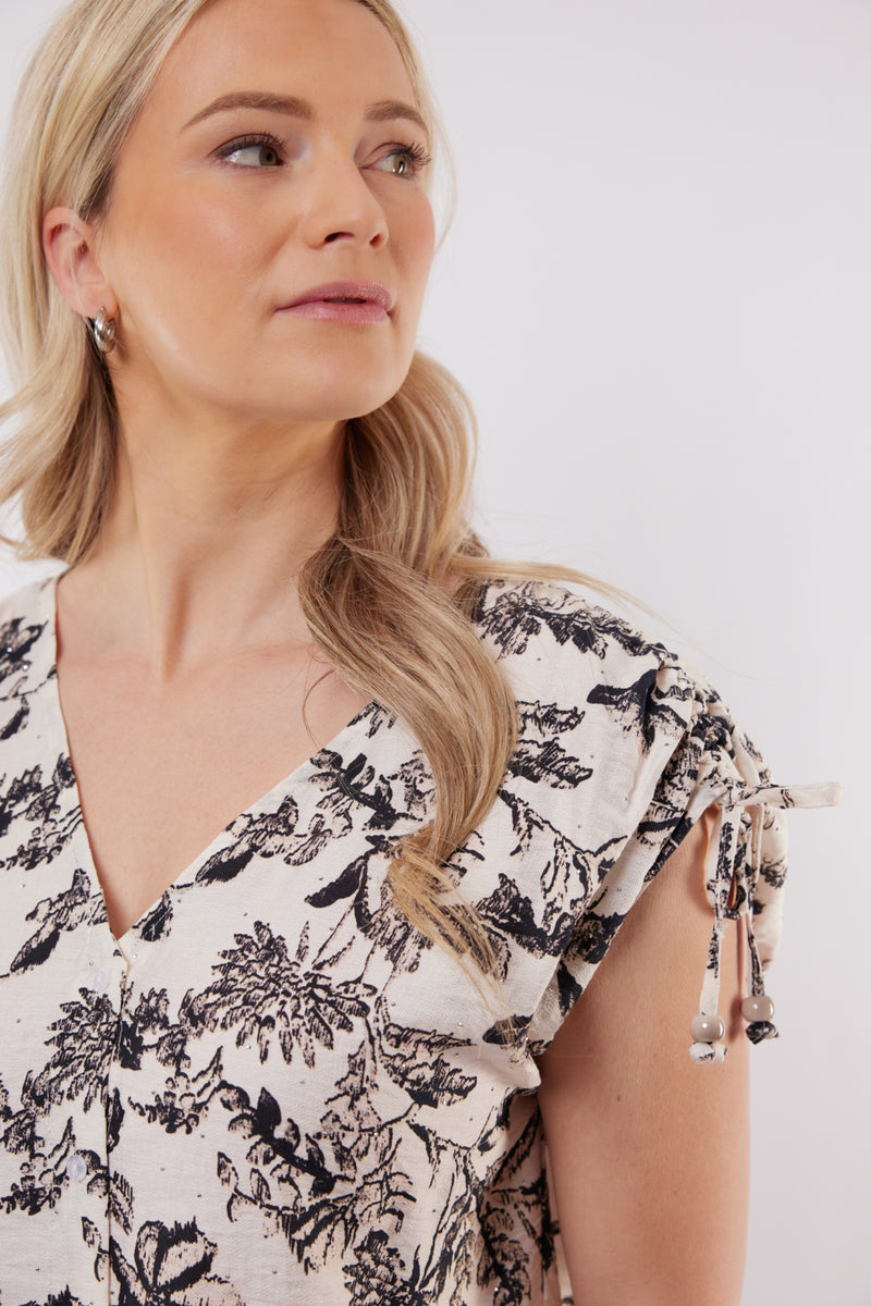Sardinië top | Ecru/Black