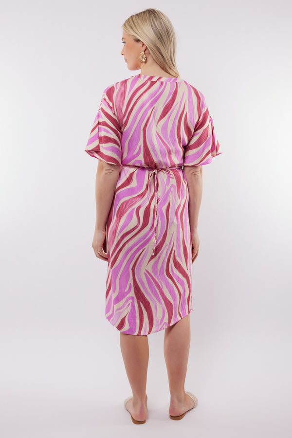 Puerto Rico jurk | Offwhite/Super Pink