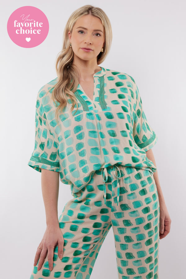 Ibiza top | Sand/Pool Blue