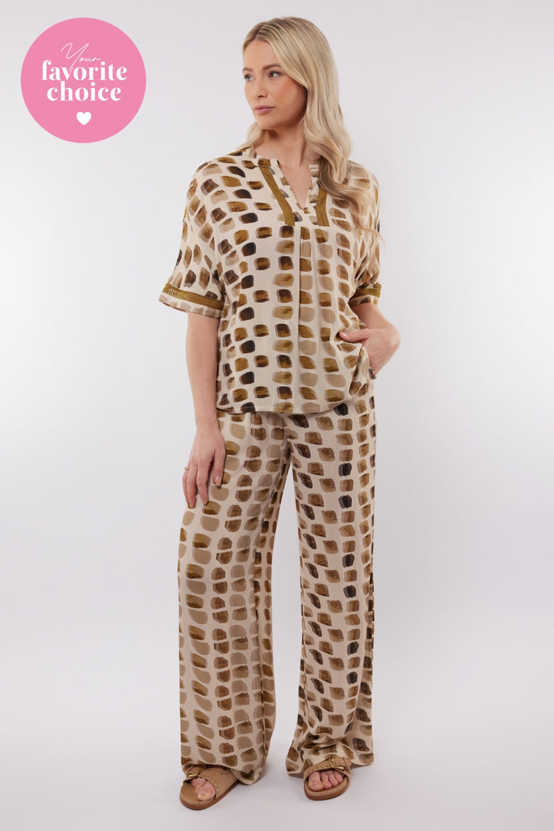 Zafra broek | Sand/Mustard Olive