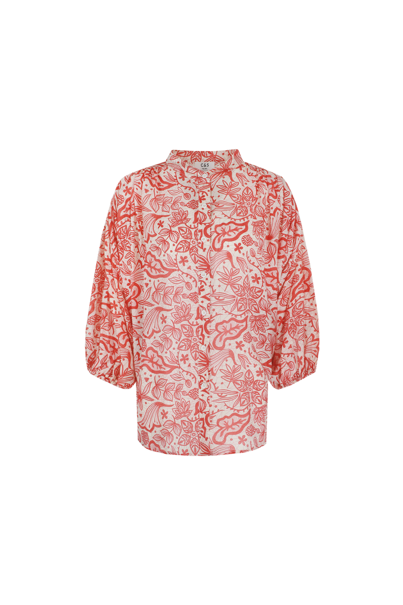 Biella blouse | Sand/Sweet Red