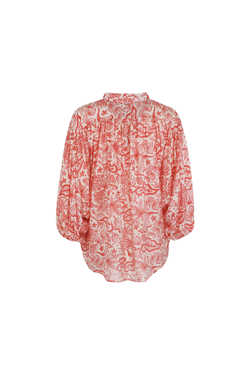 Biella blouse | Sand/Sweet Red