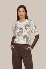 Waisley trui | Wool white/Mocha Brown