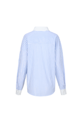 Loekie blouse | Offwhite/Light Denim Blue