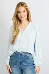 Lize blouse | Blue Mist/Offwhite