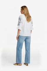 Lisette blouse | Offwhite/Cornflower Blue