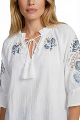 Lisette blouse | Offwhite/Cornflower Blue
