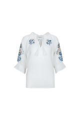 Lisette blouse | Offwhite/Cornflower Blue