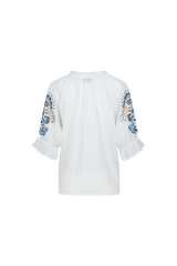 Lisette blouse | Offwhite/Cornflower Blue