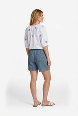 Lindis blouse | Offwhite/Cornflower Blue