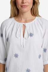 Lindis blouse | Offwhite/Cornflower Blue