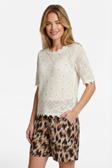 Kaisa gebreide top | Wool White